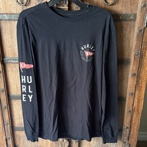 Hurley Black Long Sleeve Tee with Red Accents